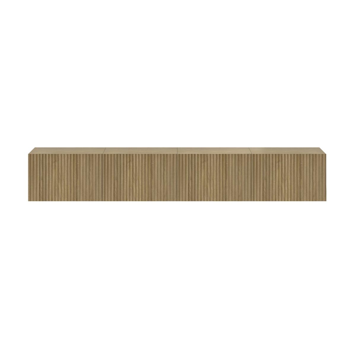 Multifunctional Large Oak Ribbed Floating TV Stand with Storage - TV's up to 85" - Hazel