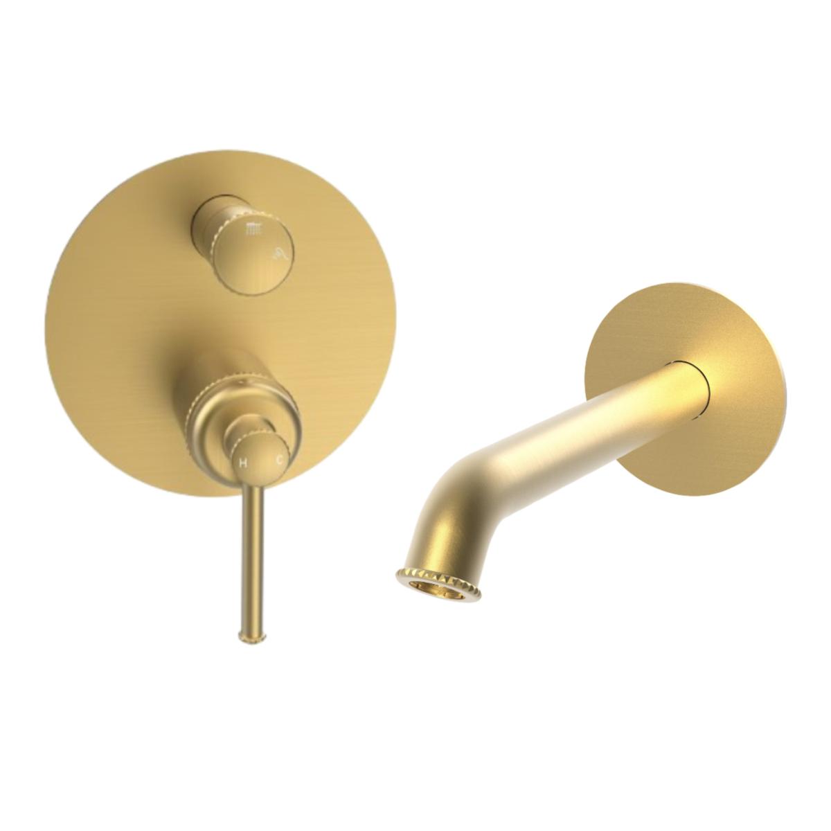 Brushed Brass Bath Filler Tap with Concealed Valve - Lyla