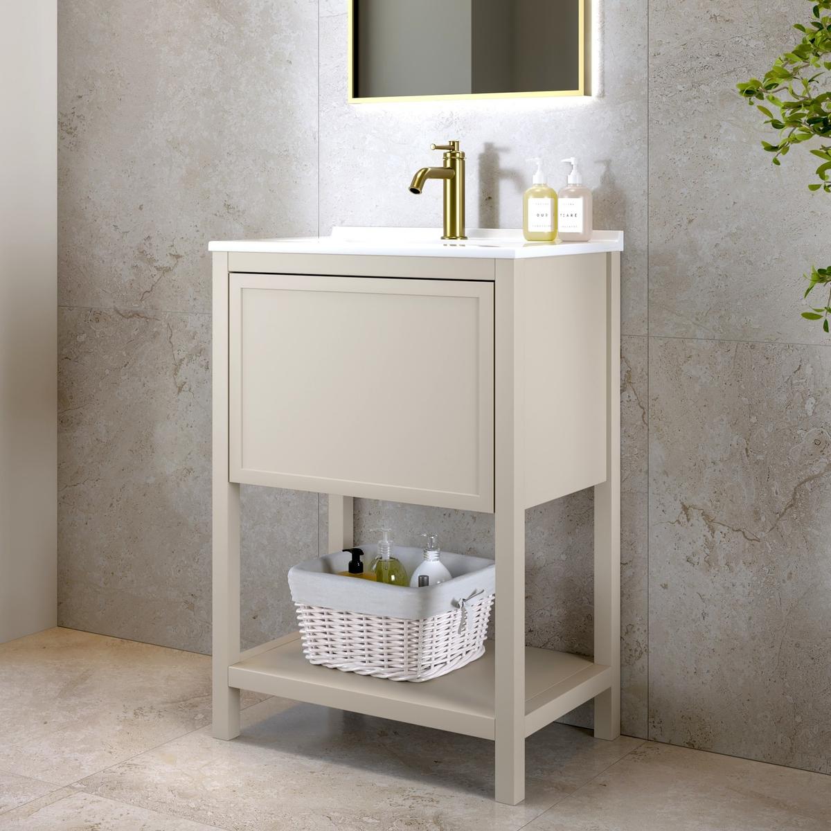 600mm Beige Freestanding Vanity Unit with Basin - Perla