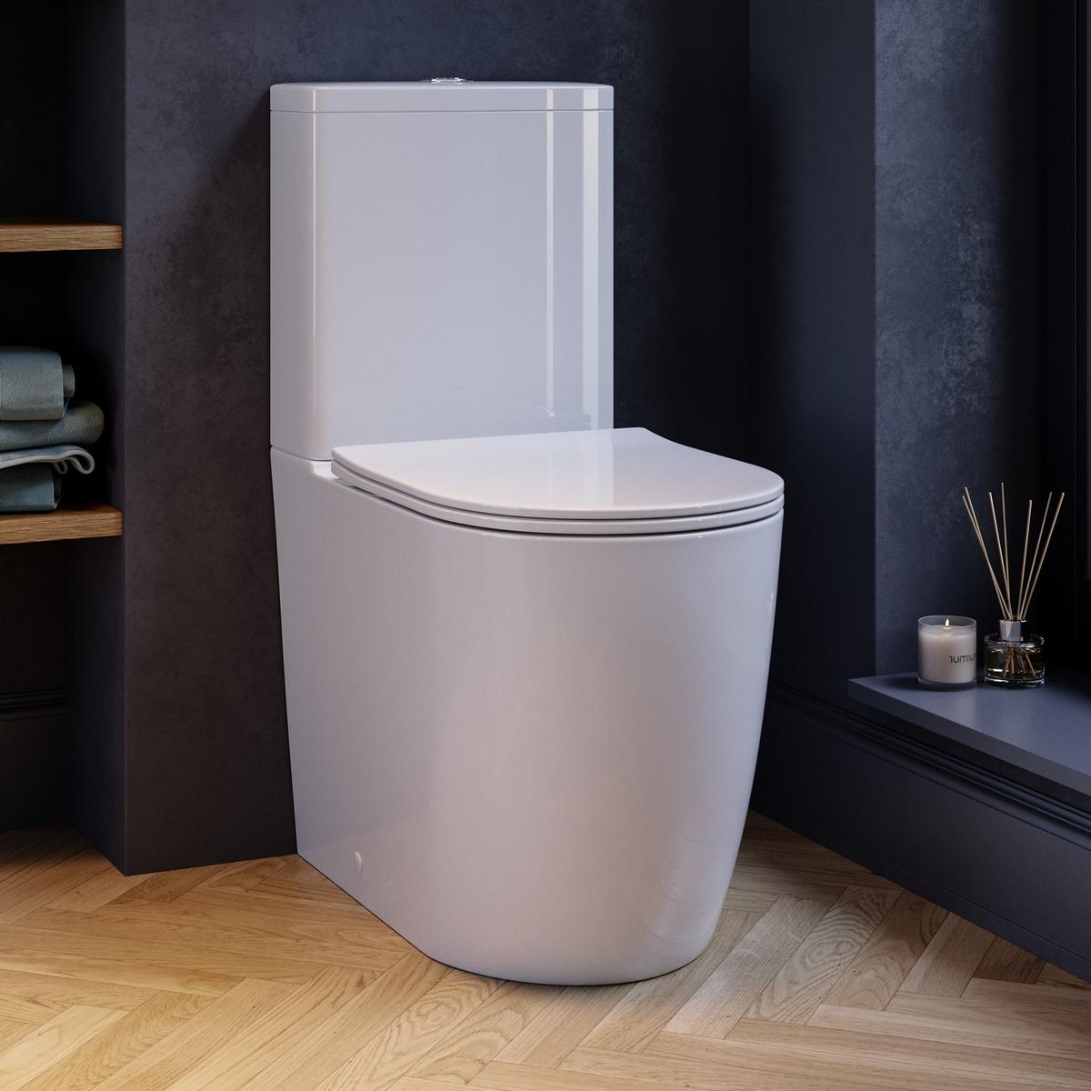 White Comfort Height Close Coupled Toilet - Roma