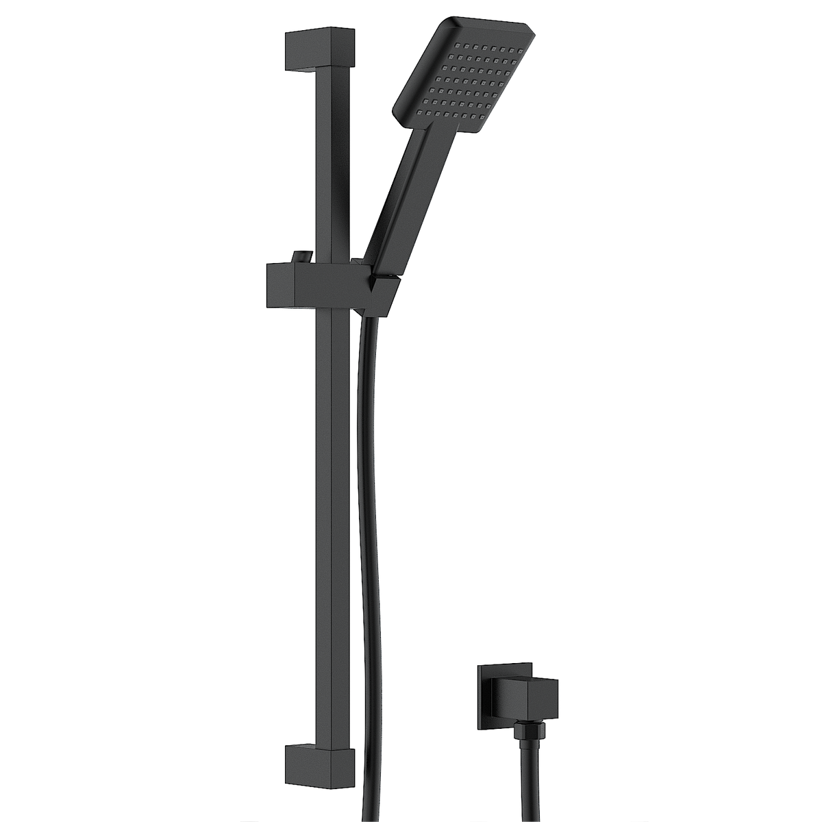 Black Square Shower Head & Shower Riser Rail - Zana