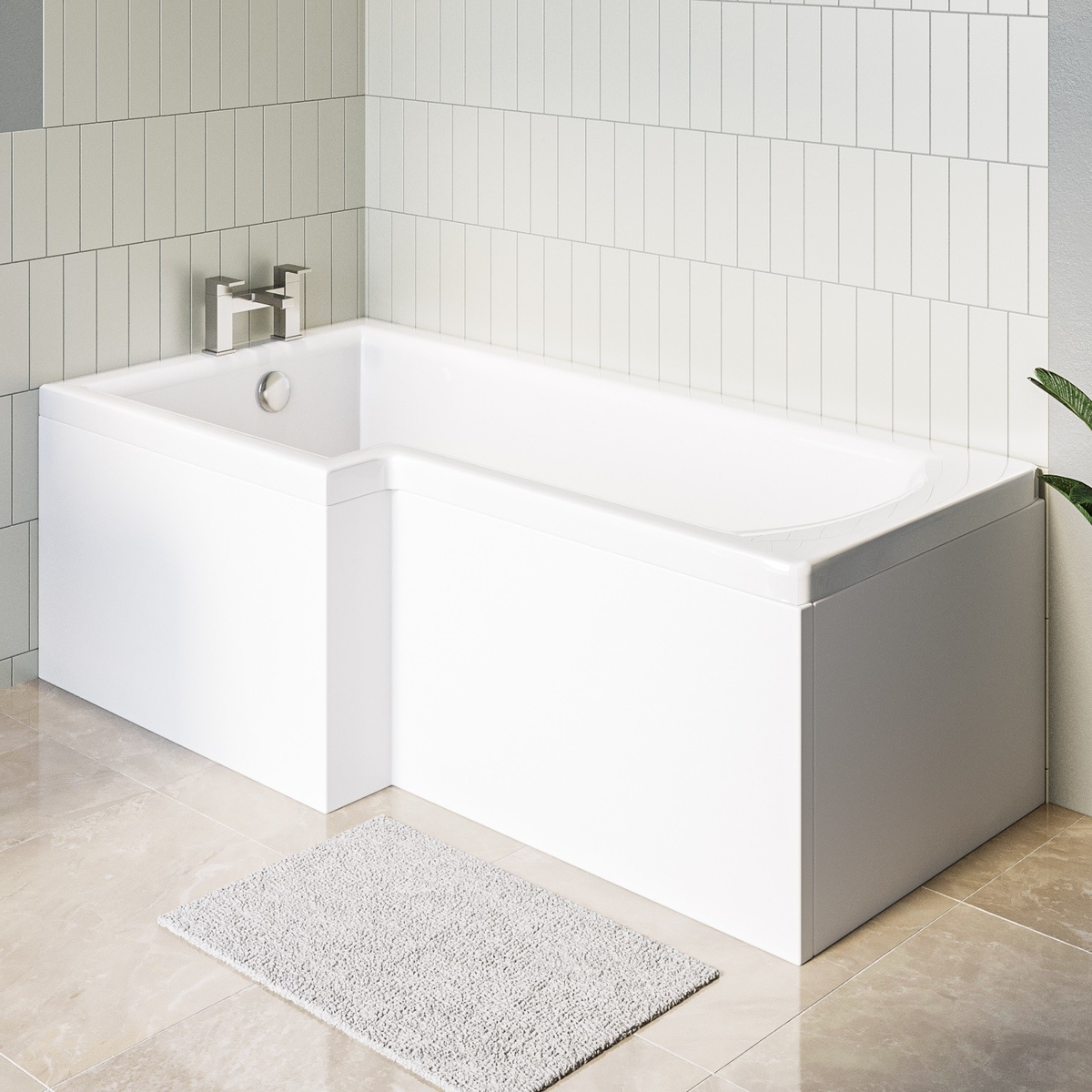 ONLY OPENED - Lomax Left Hand L Shape Shower Bath - 1700 x 850mm