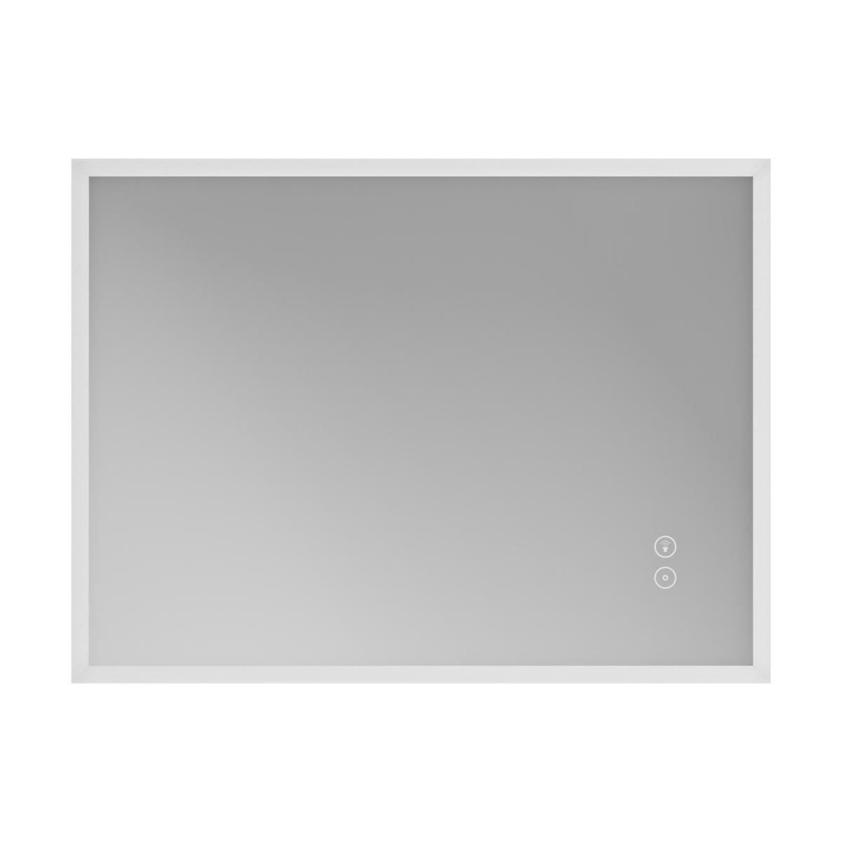 Rectangular Heated Bathroom Mirror with Lights Shaver Socket & Bluetooth Speaker 800 x 600mm - Divine