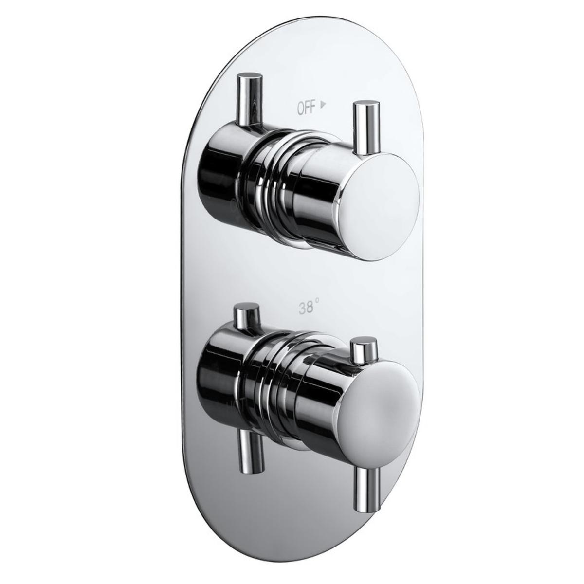 Chrome 1 Outlet Concealed Thermostatic Shower Valve with Dual Control - Arissa