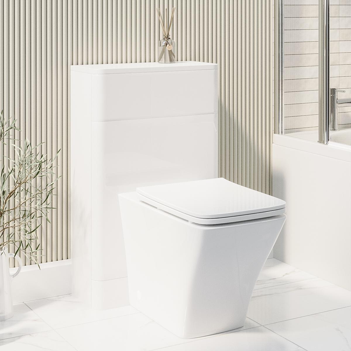 ONLY OPENED - 500mm White Back to Wall Toilet Unit Only - Pendle