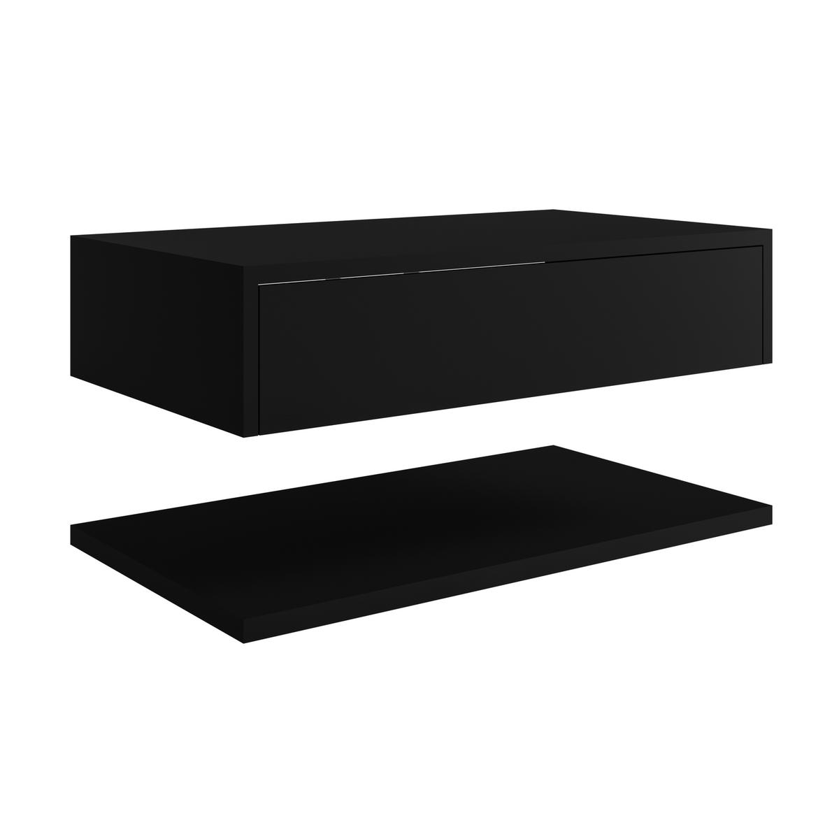 800mm Black Wall Hung Countertop Vanity Unit - Lugo