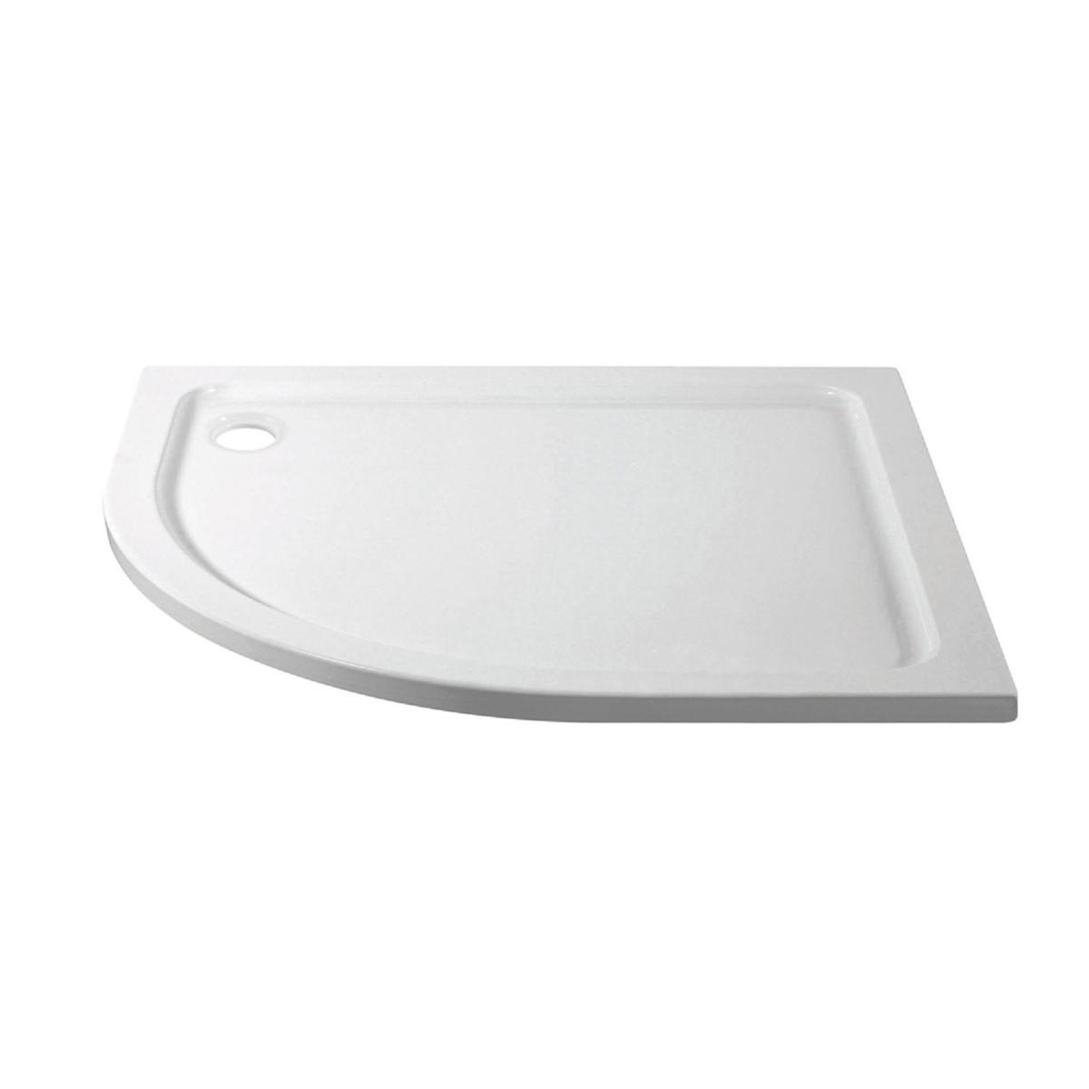 GRADE A1 - 900x760mm Quadrant Shower Tray – Low Profile 45mm – Stone Resin – White – Pearl