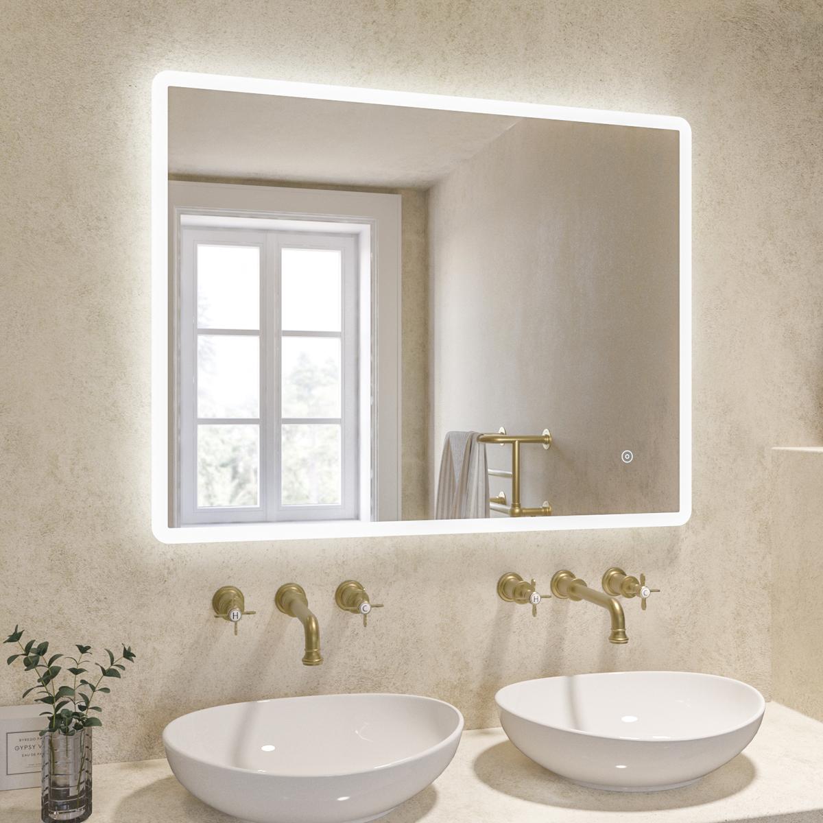ONLY OPENED - Rectangular LED Bathroom Mirror with Demister 900 x 700mm - Ariel
