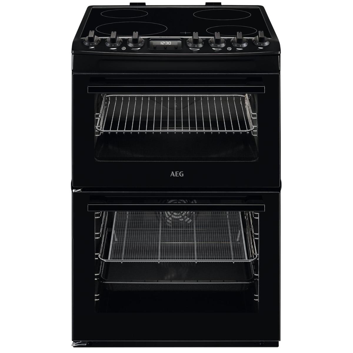 Refurbished AEG 6000 Series 60cm Electric Cooker with Air Fry Function - Black