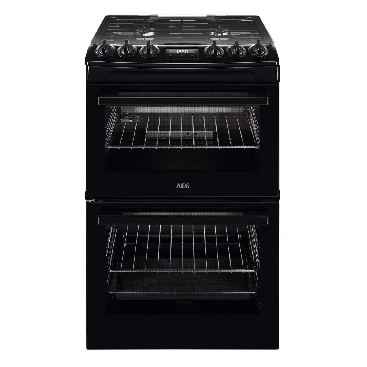 GRADE A2 - AEG 55cm Gas Cooker with Lid - Black