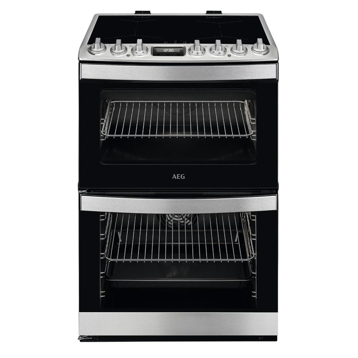 Refurbished AEG 60cm Double Oven Electric Induction Full - Stainess Steel