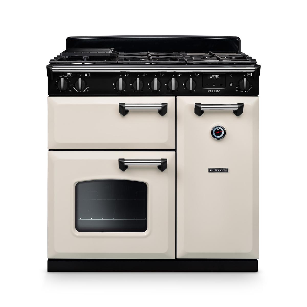 Rangemaster Classic 90cm Dual Fuel Range Cooker - Pale Cream