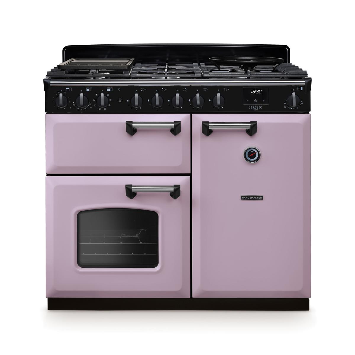 Rangemaster Classic Deluxe 100cm Dual Fuel Range Cooker - Heather & Chrome