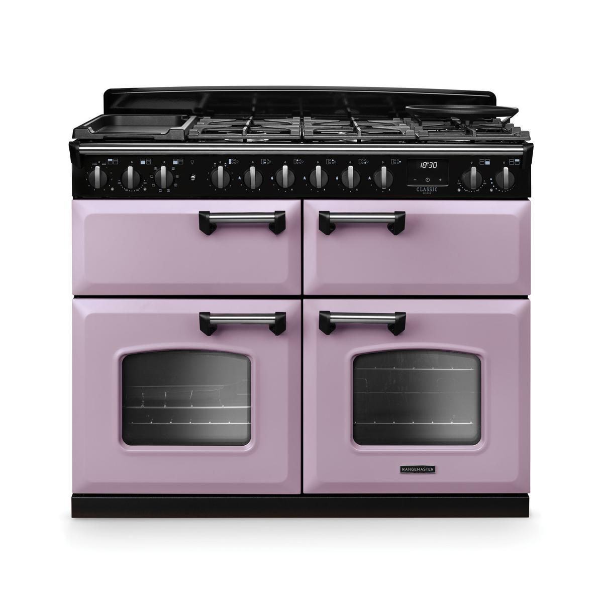 Rangemaster Classic Deluxe 110cm Base Cavity Dual Fuel Range Cooker - Heather & Chrome