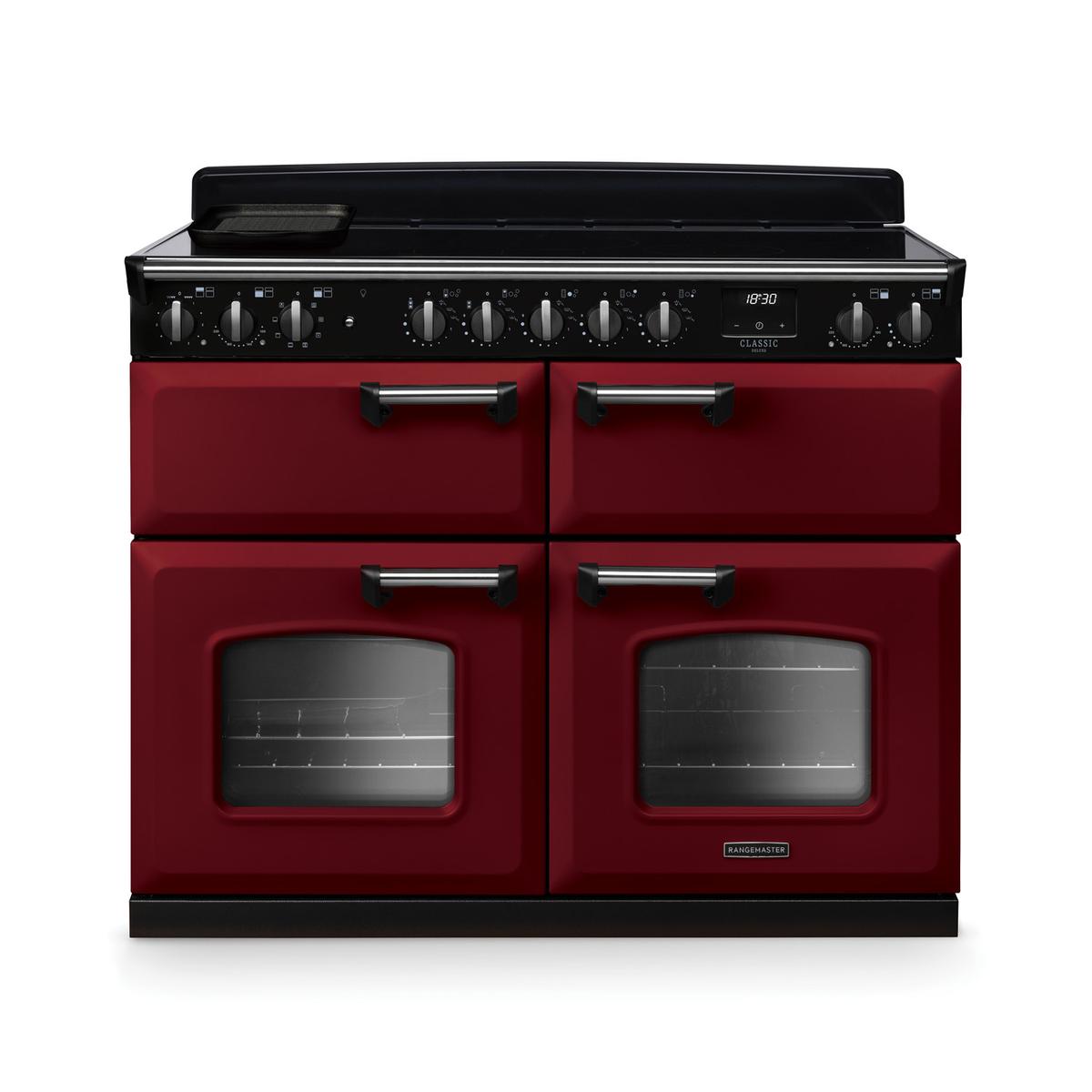 Rangemaster Classic Deluxe 110cm Base Cavity Induction Range Cooker - Bordeaux & Chrome