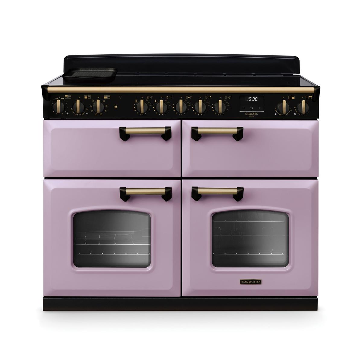 Rangemaster Classic Deluxe 110cm Base Cavity Induction Range Cooker - Heather & Brass