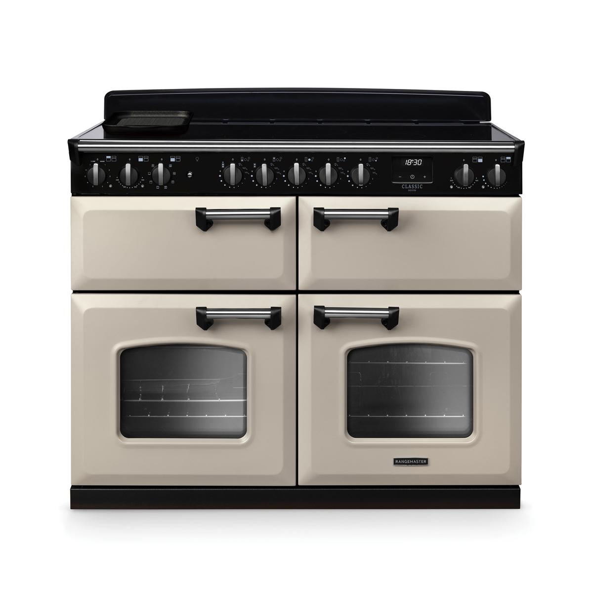 Rangemaster Classic Deluxe 110cm Base Cavity Induction Range Cooker - Pale Cream & Chrome