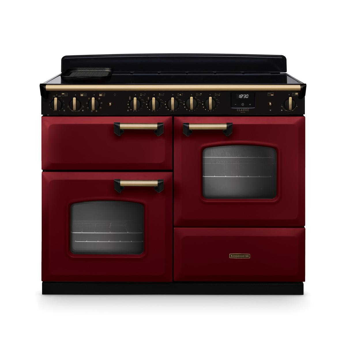 Rangemaster Classic Deluxe 110cm Induction Range Cooker - Bordeaux & Brass