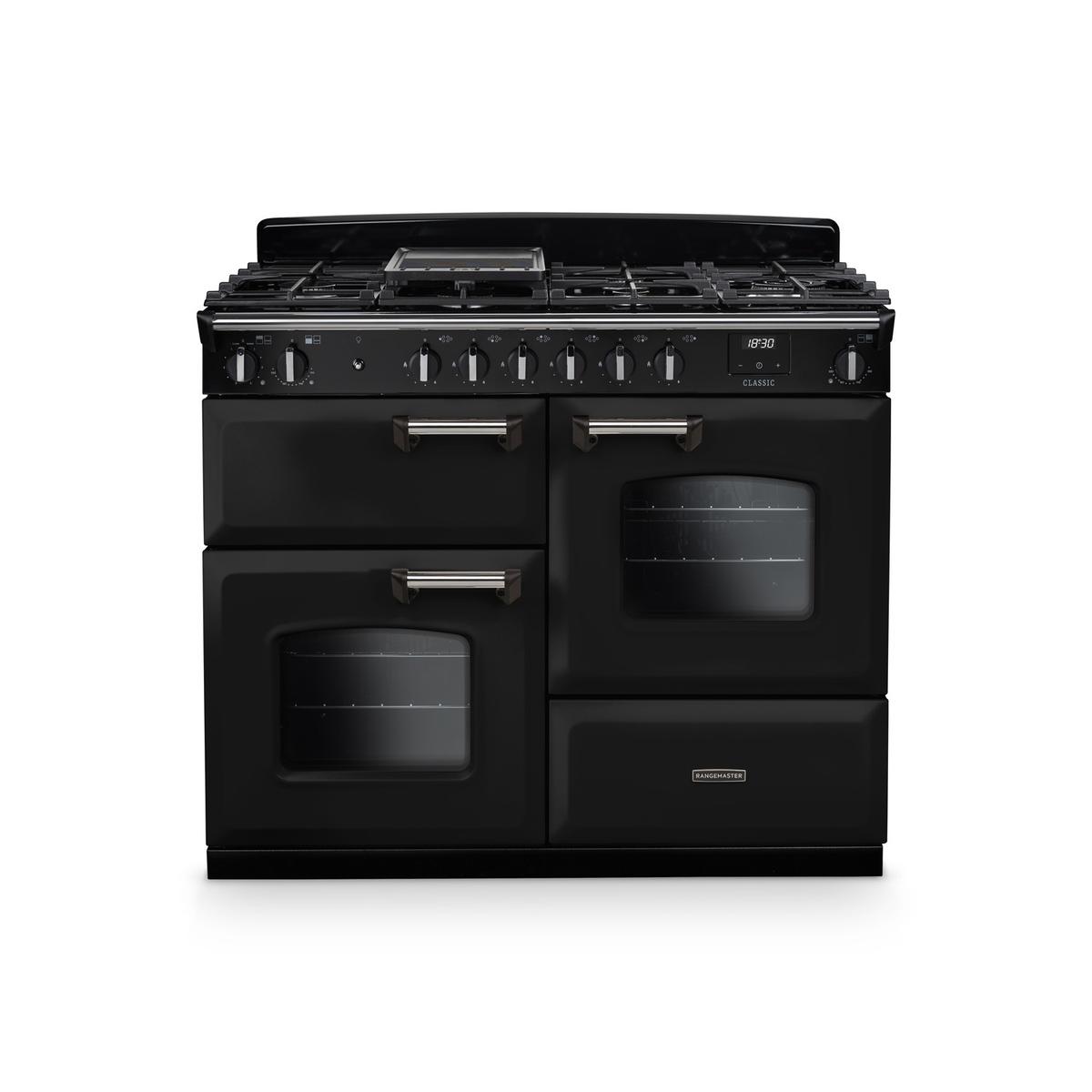 Rangemaster Classic 110cm Dual Fuel Range Cooker - Gloss Black
