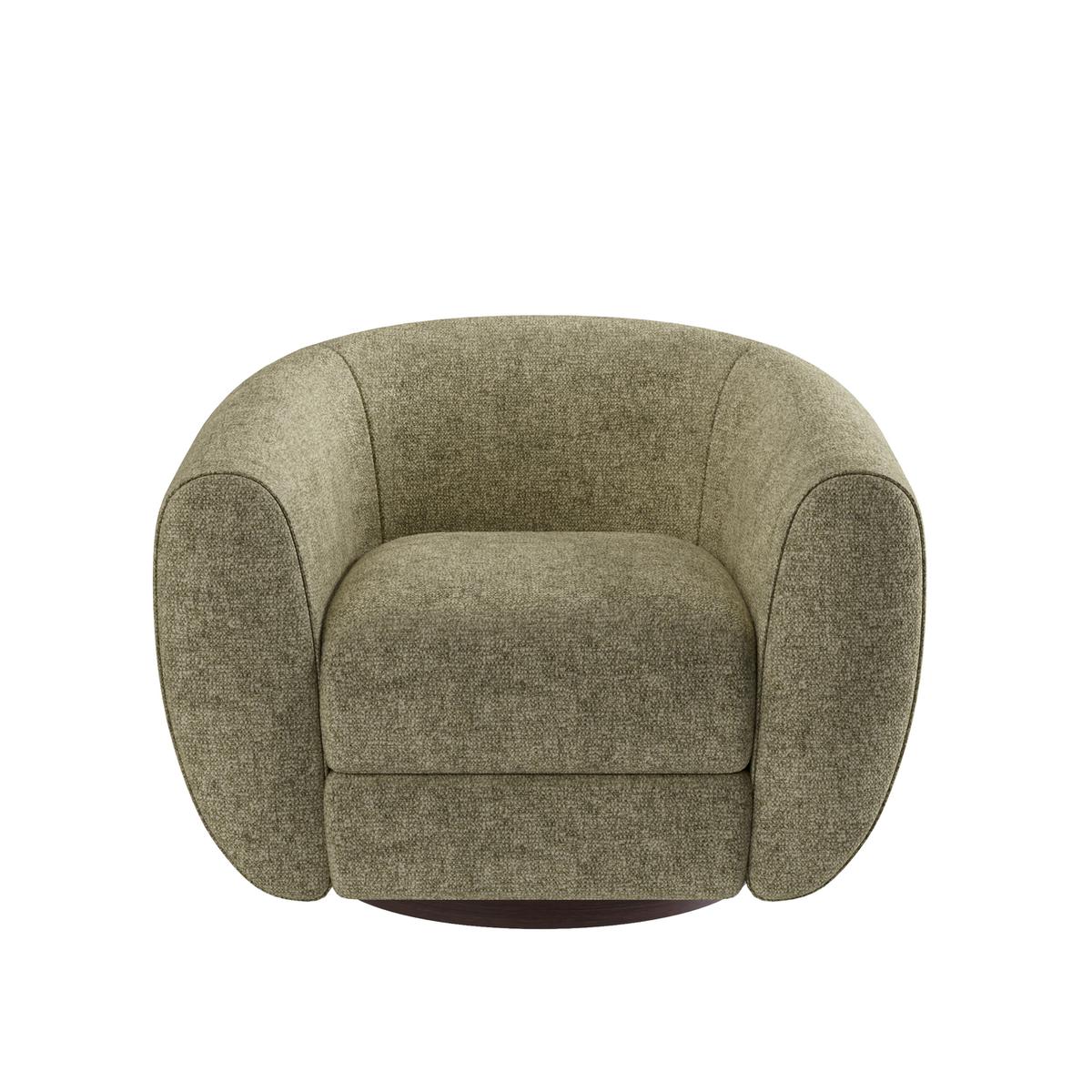 Sage Green Chenille Round Swivel Tub Chair - Celine