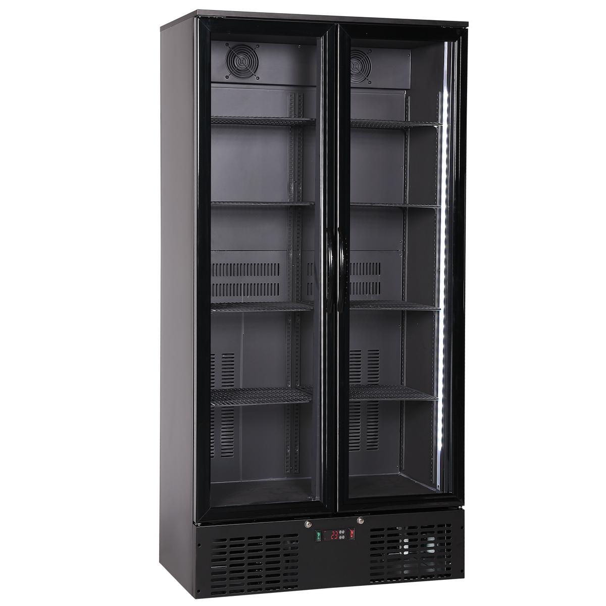 Culinox LG-510H Premium Double Door Upright Display Fridge - 384 Ltr Black