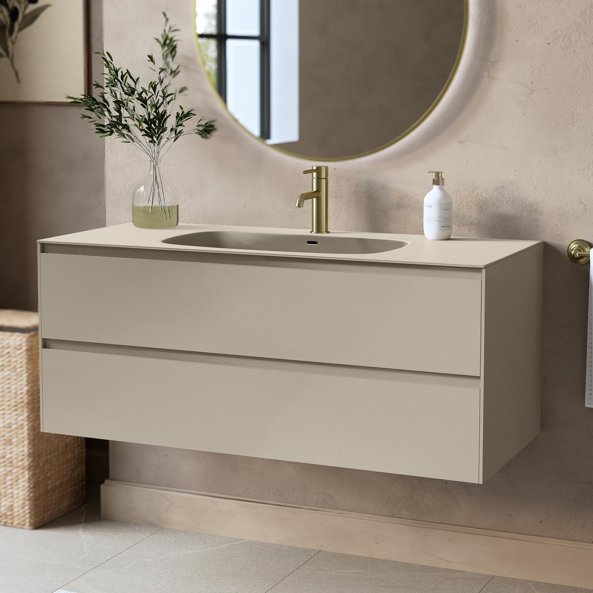 1200mm Beige Wall Hung Vanity Unit with Basin - Como