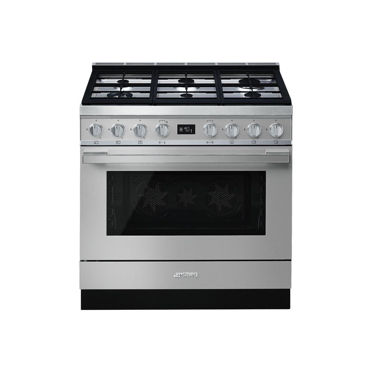 Refurbished Smeg CPF9GPX 90cm Portofino Pyrolytic Dual Fuel Range Cooker - Stainless Steel