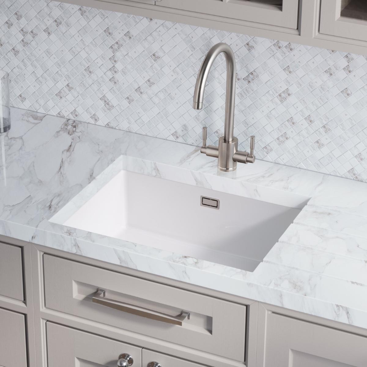 Rangemaster Rustique Single Bowl Inset / Undermount White Ceramic Kitchen Sink