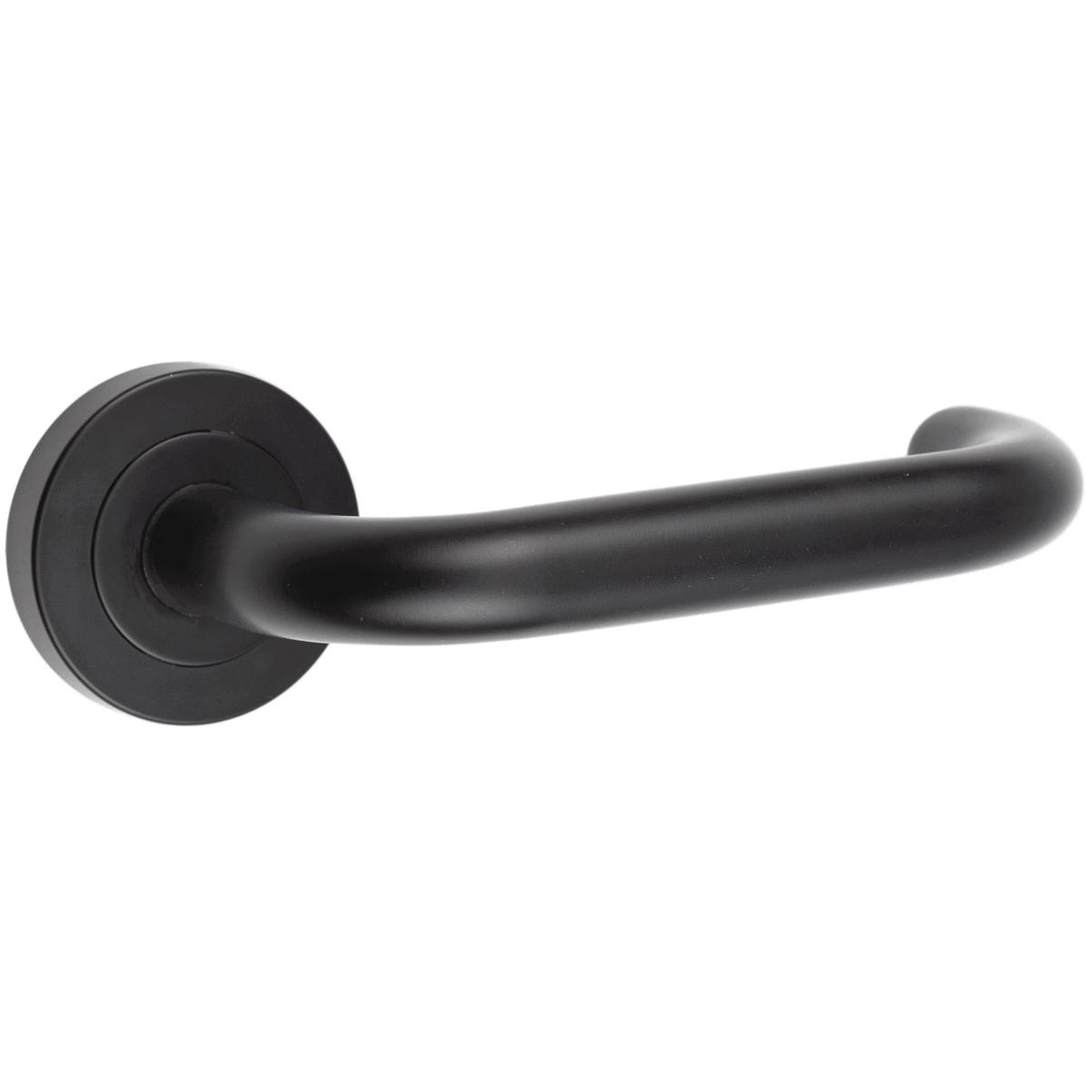 Internal Matt Black Lever Fire Door Handle with Latch and Hinges Pack - 75mm Latch - Curone - XL Joinery