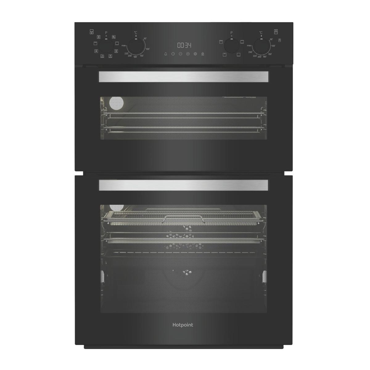 Refurbished Hotpoint DIH82G1AB Built-In Electric Double Oven with Air Fry - Black