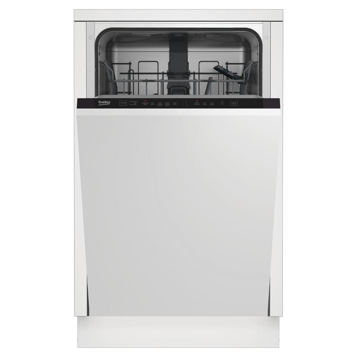 Beko Quick&Shine Integrated Slimline Dishwasher – Black Control Panel
