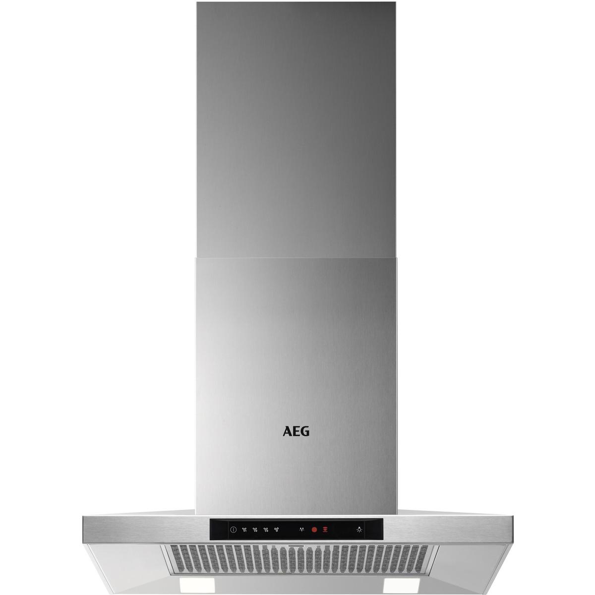 Refurbished AEG DKB5660HM 60cm Pyramid Chimney Cooker Hood with Touch Controls Stainless Steel