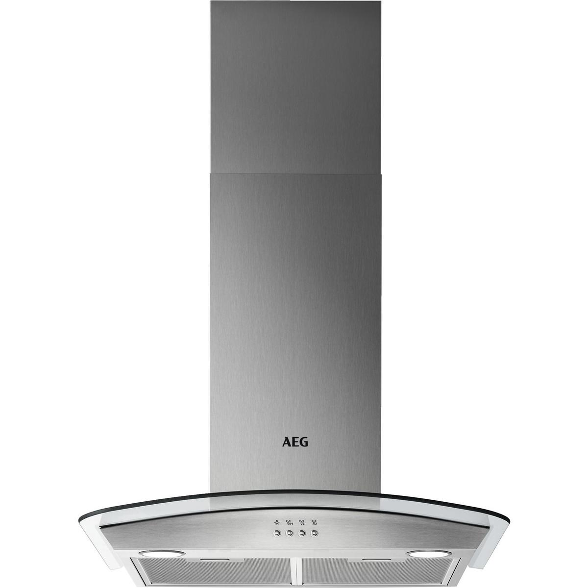 Refurbished AEG DTB3653M 60cm Chimney Cooker Hood with Curved Glass Canopy Stainless Steel