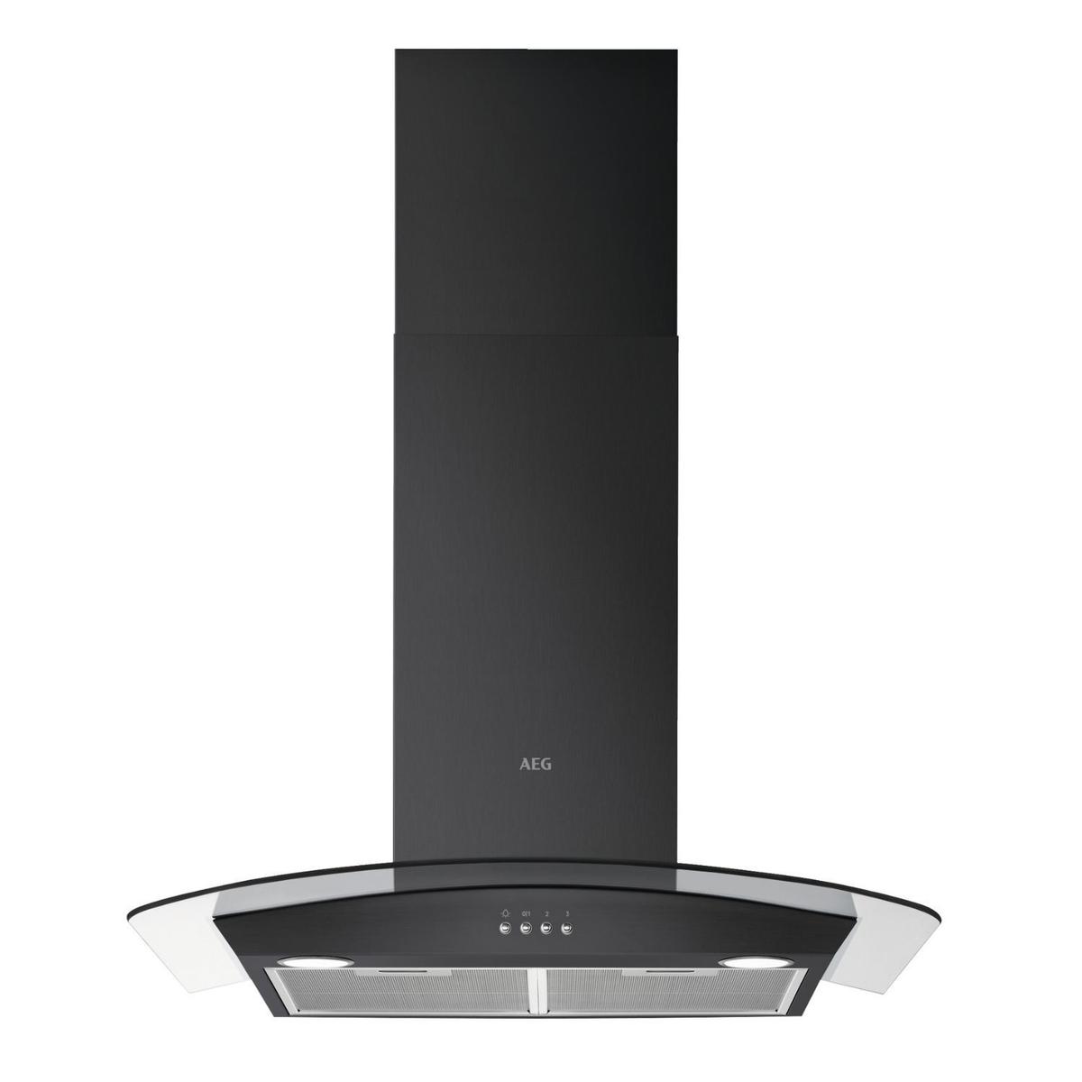 Refurbished AEG 3000 Series DTX3840B 80cm Curved Glass Chimney Cooker Hood Black