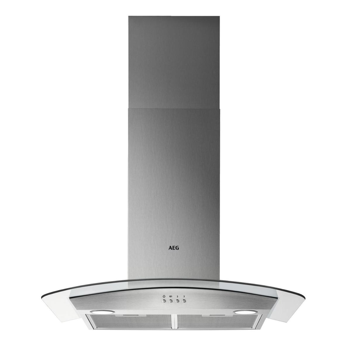 AEG 5000 Series 80cm Curved Glass Chimney Cooker Hood - Stainless Steel