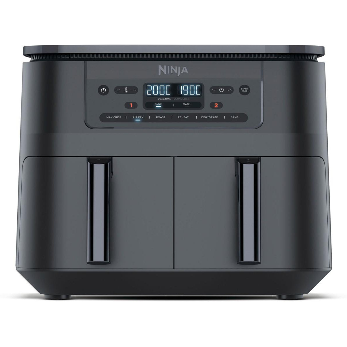 Ninja DZ300UK Dual Zone 6-in-1 7.6L Air Fryer  Gun Metal Grey  Twin Baskets for Healthy Crispy Cooking