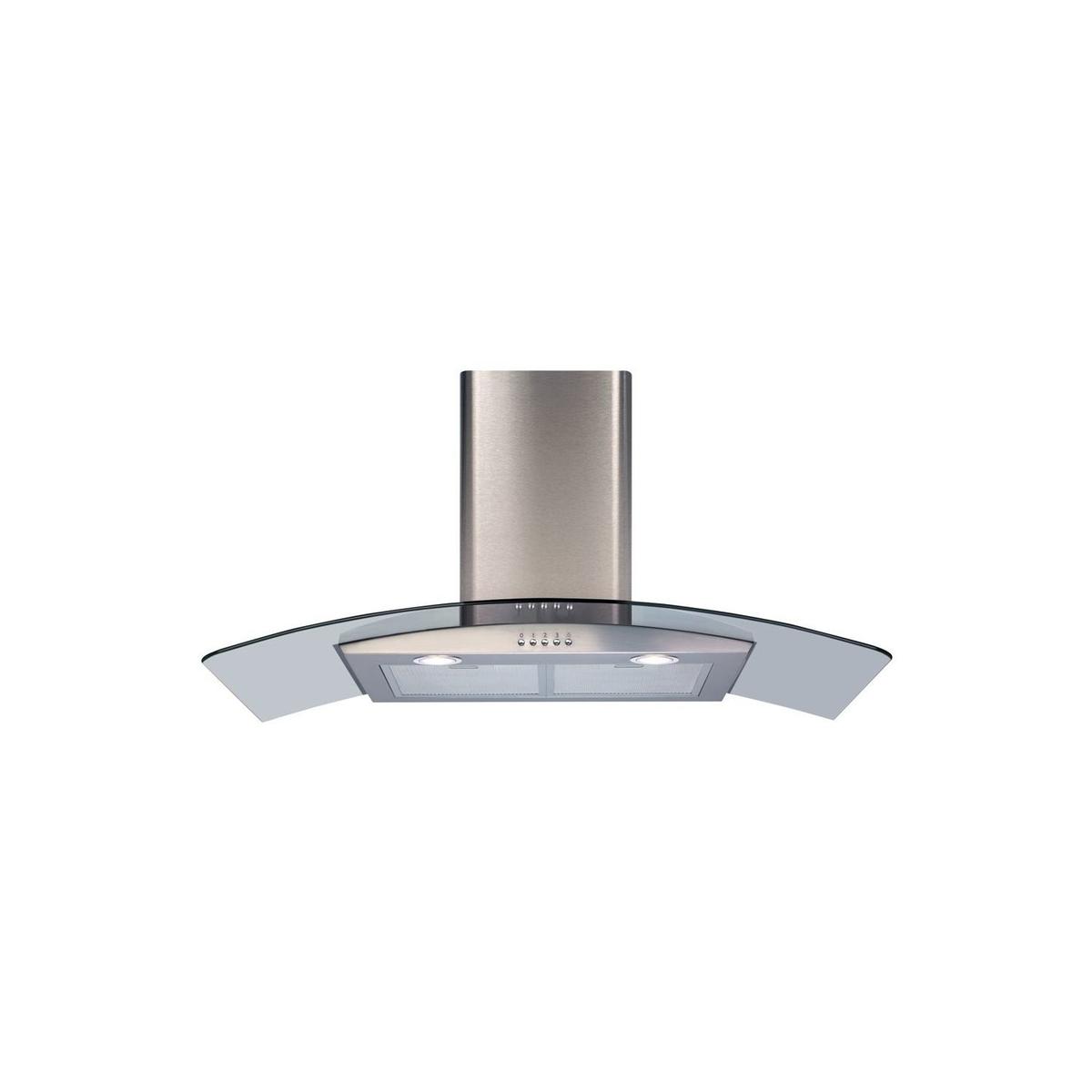 Refurbished CDA ECP92SS Curved Glass 90cm Chimney Cooker Hood Stainless Steel