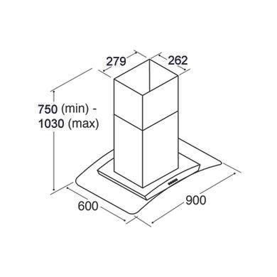 Refurbished CDA 90cm Curved Glass Island Cooker Hood - Stainless Steel