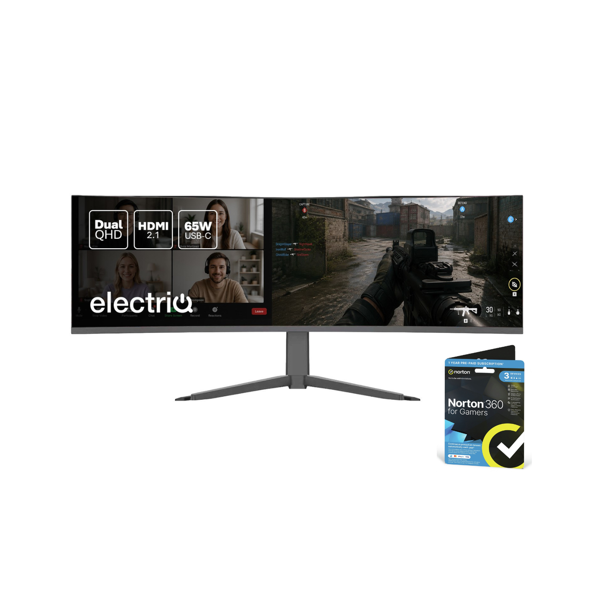 electriQ 49" VA Dual QHD 165Hz UltraWide Curved USB-C Monitor