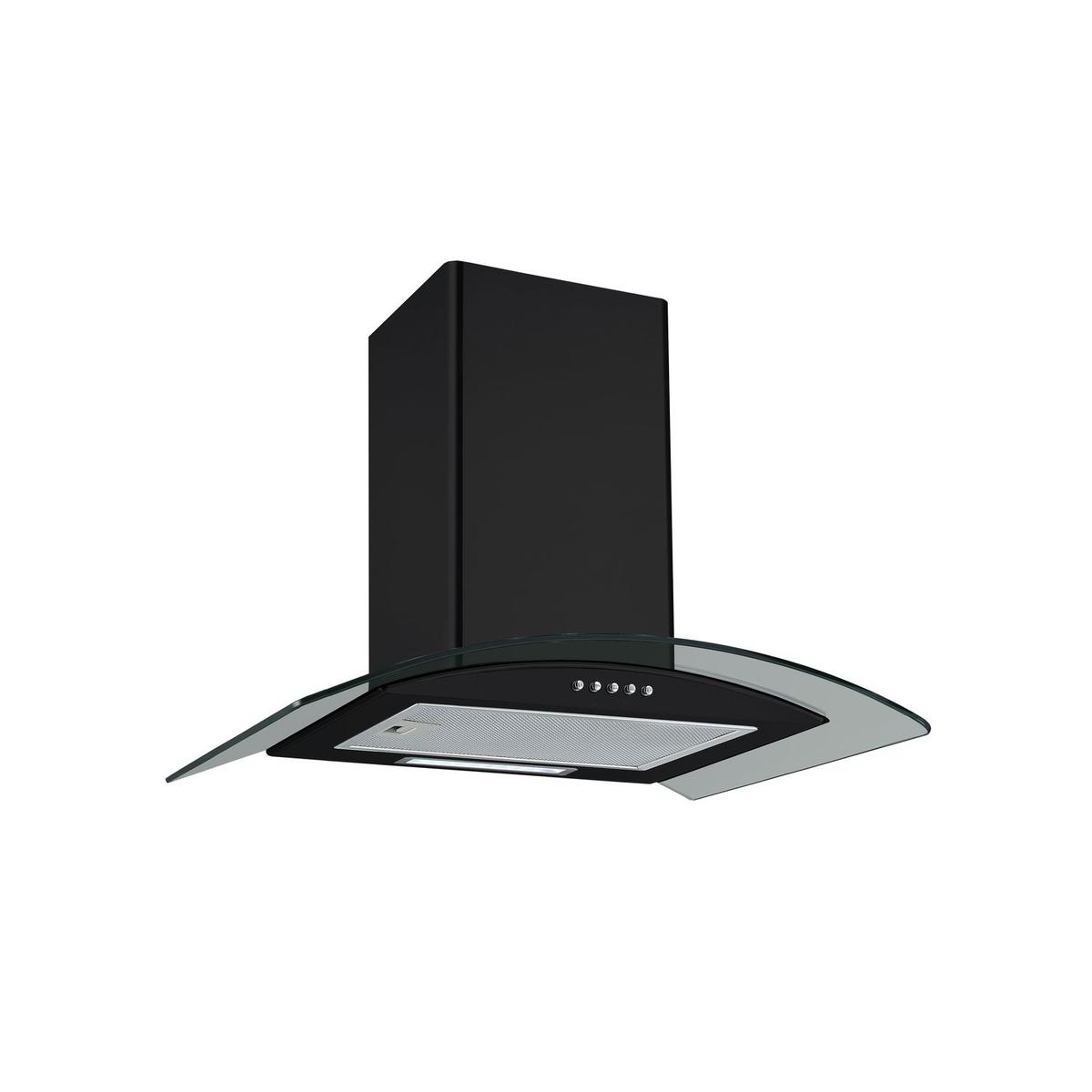 Refurbished electriQ EIQCURV60ENBL 60cm Curved Glass Cooker Hood Black