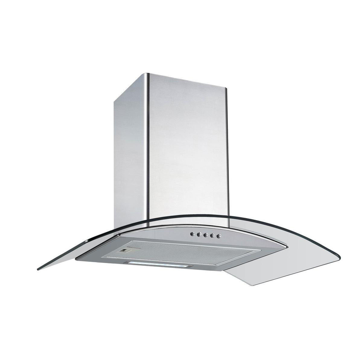 Refurbished electriQ EIQCURV60EN 60cm Curved Glass Chimney Hood Stainless Steel