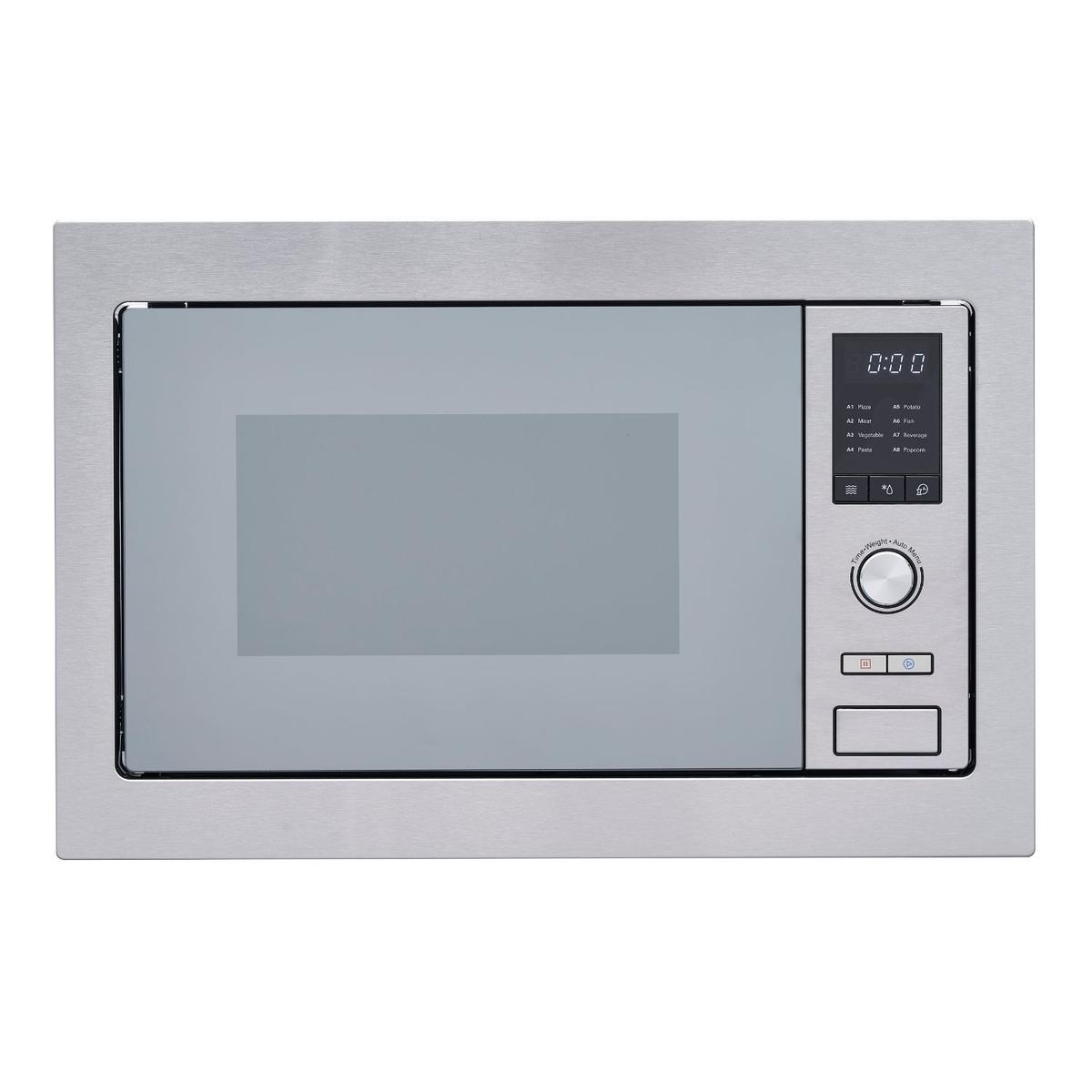 GRADE A1 - electriQ 25L 900W Built-In Microwave Oven with Mirror Door - Stainless Steel