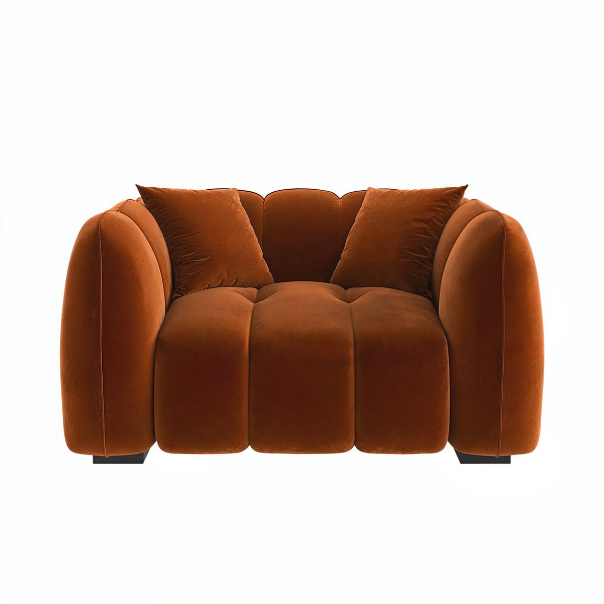 Burnt Orange Velvet Love Seat - Elod