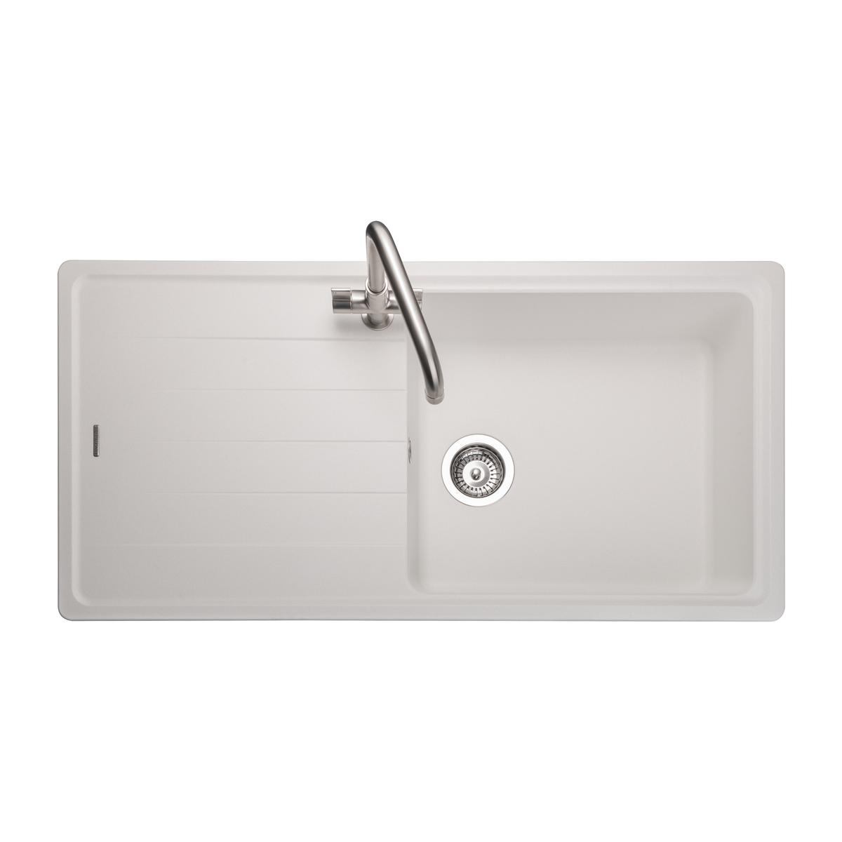 ALMOST PERFECT - Rangemaster Elements 1 Bowl Inset Granite Kitchen Sink - Crystal White