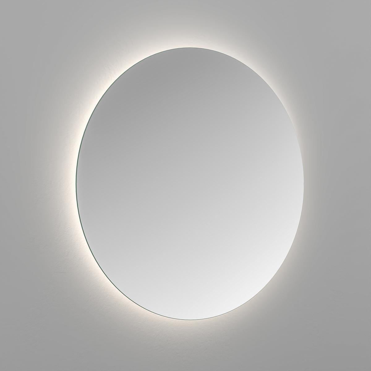 Round Backlit Bathroom Mirror with Battery Operated Lights 800mm - Elio