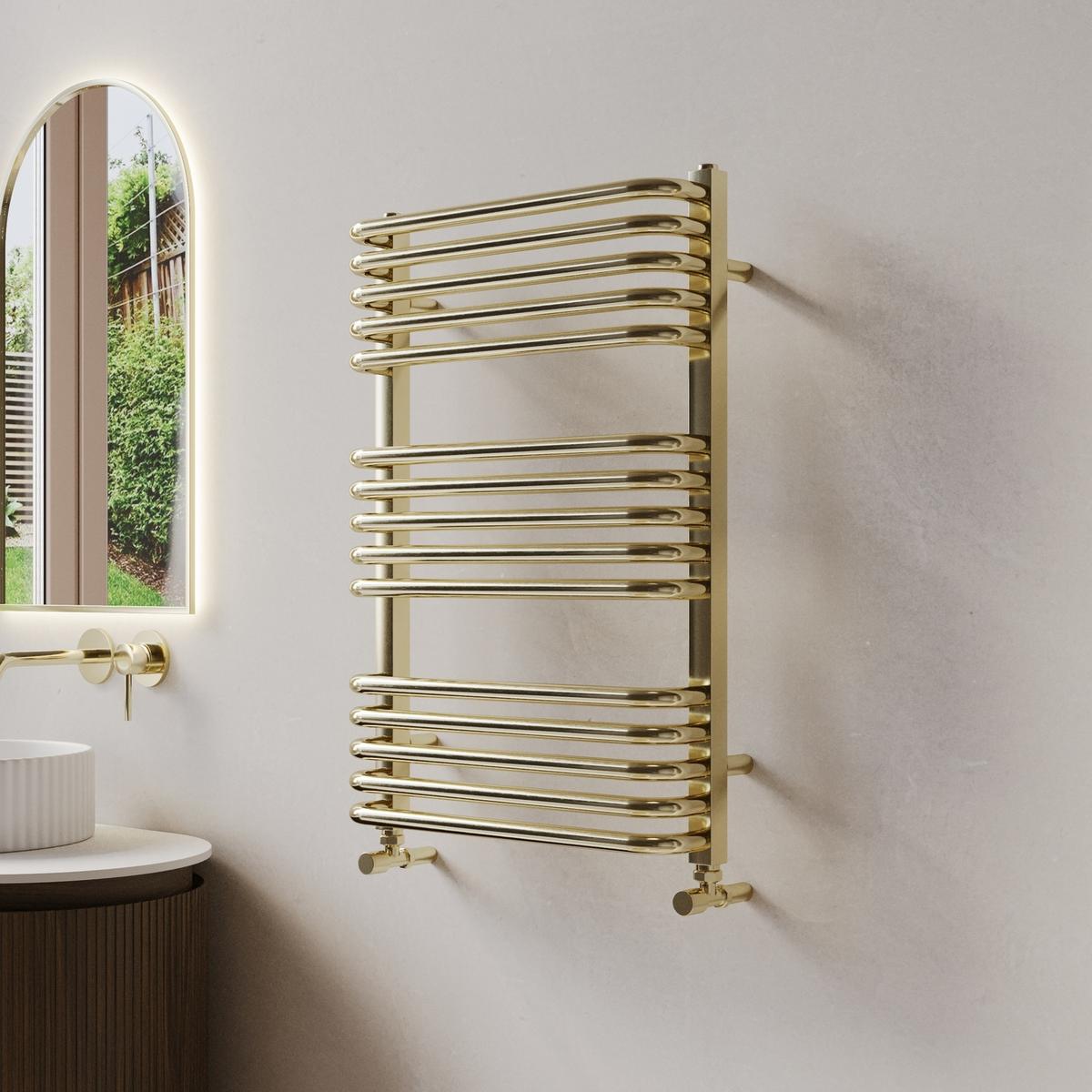 Brass Curved Towel Radiator 740 x 500mm - Ember