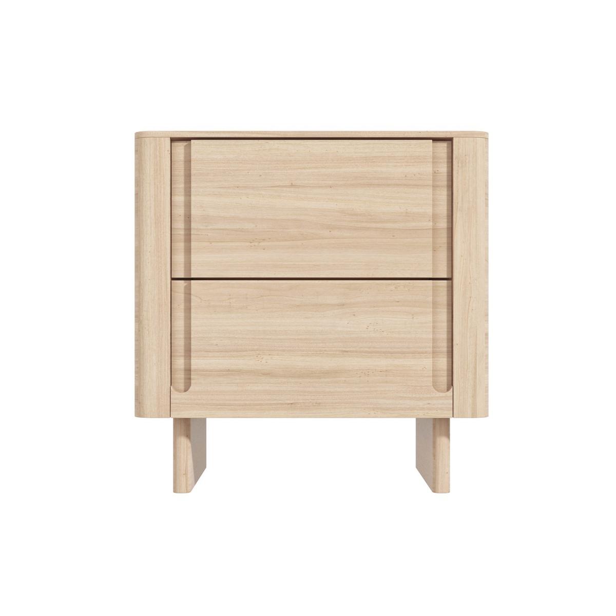 Light Wood Mid Century 2 Drawer Bedside Table - Emile Sustainable Furniture
