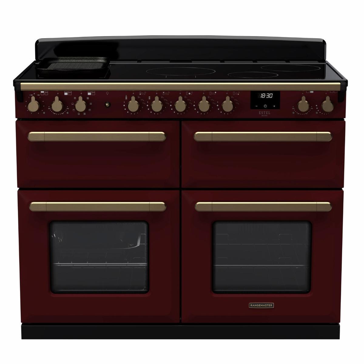 Rangemaster Estel Deluxe 110cm Induction Range Cooker - Bordeaux + Brass