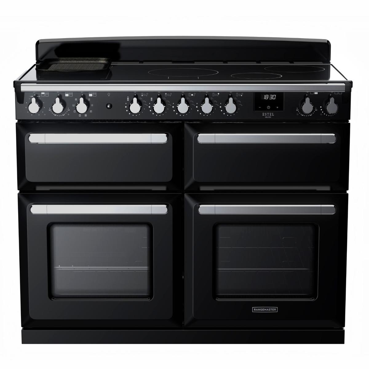 Rangemaster Estel Deluxe 110cm Induction Range Cooker - Gloss Black + Chrome