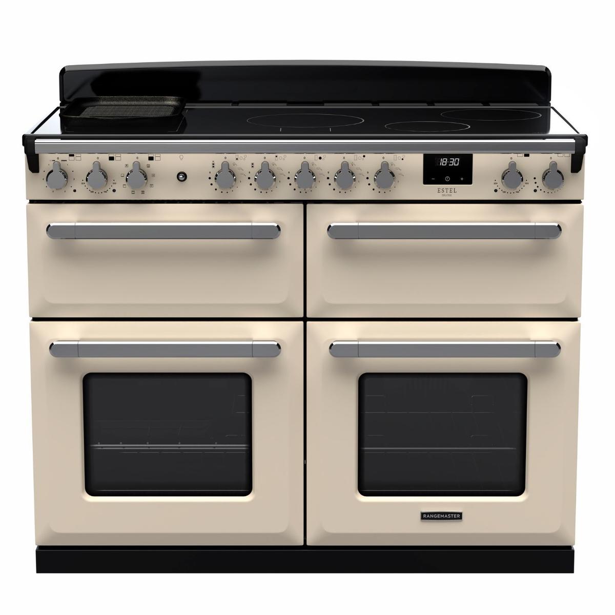 Rangemaster Estel Deluxe 110cm Induction Range Cooker - Pale Cream + Chrome